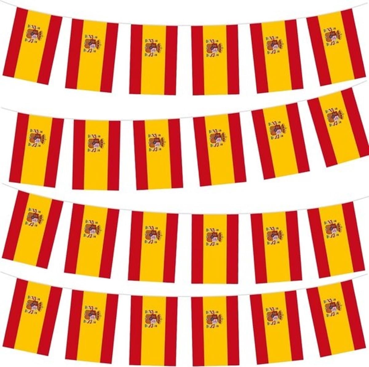 10 Meter Spanje Vlaggenlijn met 30 Wimpels - Olympische Spelen & Sportfeesten Decoratie