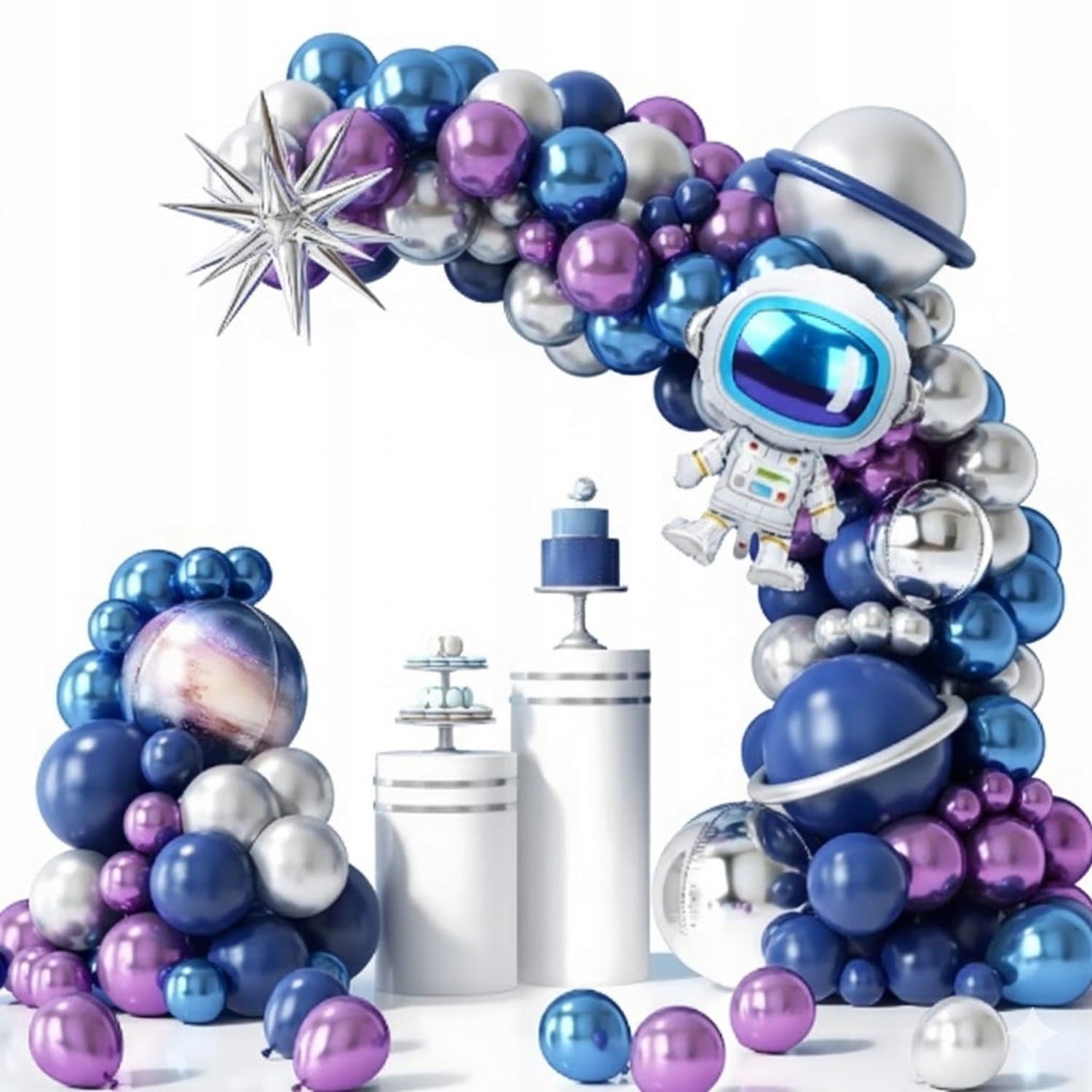 Ruimte Astronaut Ballondecoratie Set - Blauw, Paars, Zilver