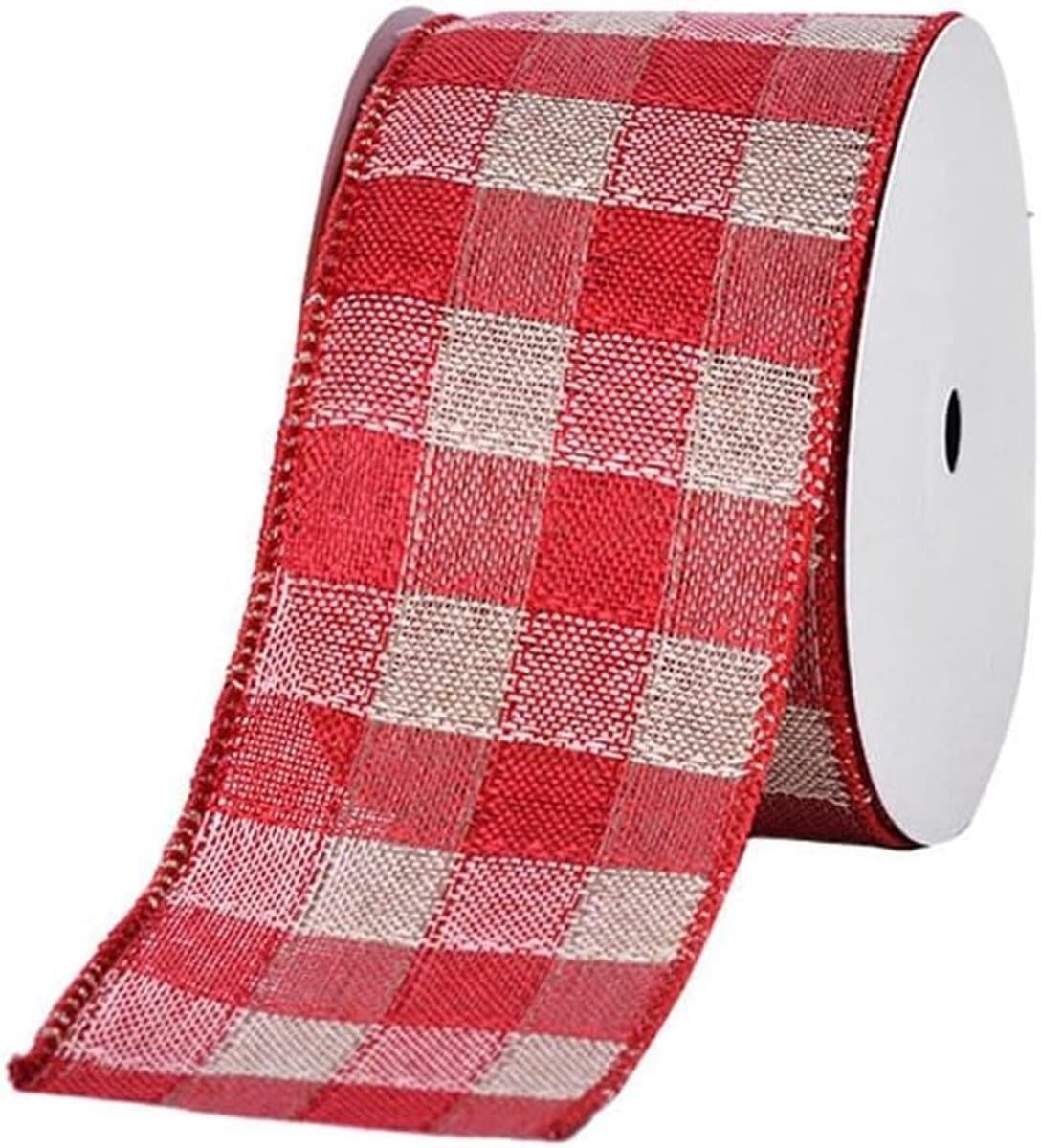 63 mm kleurrijk kerstlint kerstlint draadrand lint glitter lint decoratieband stoffen lint knutselband voor geschenkverpakking kerstbomen decoratie rood fijn linnen