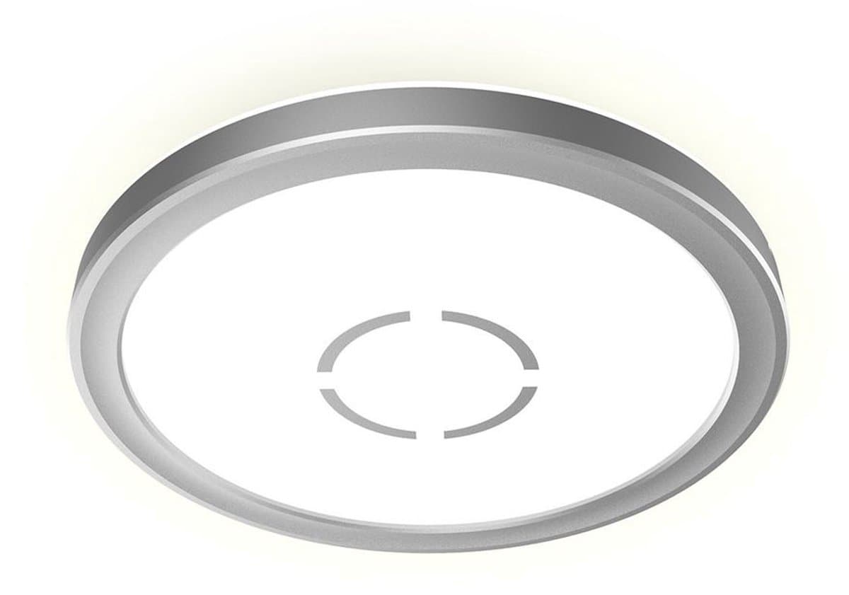 LED plafondlamp met achtergrondverlichting Plafondlamp zilver Woonkamerlamp rond Ganglamp plat, 12W 1400lm neutraal wit, DxH 19 x 2,8 cm