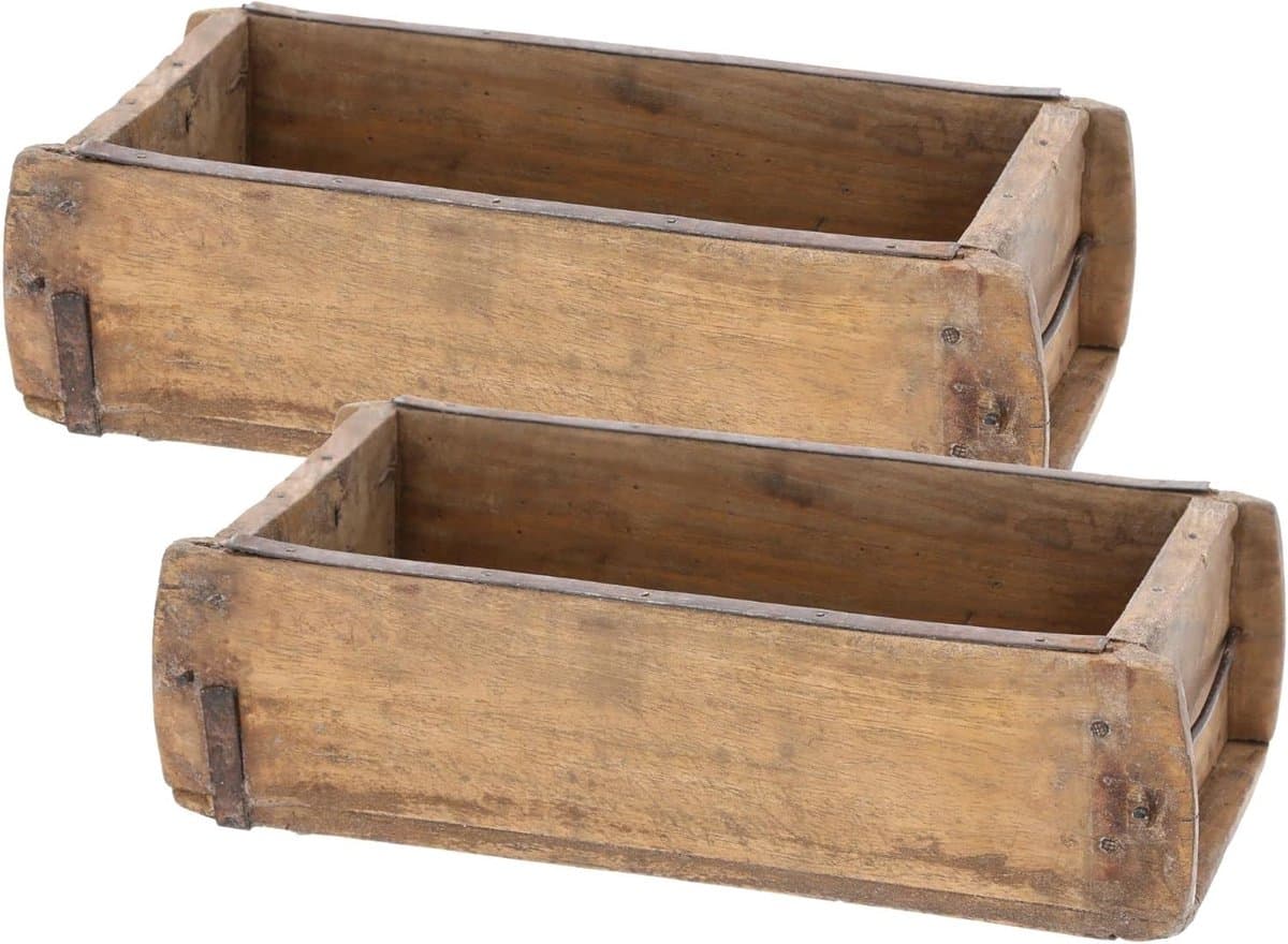 Novaliv 2x Houten Kist Vintage 30 x 15 x 10 cm Oude Baksteen Vorm Hout EEN KAMER Universele doos van gerecycled oud hout Elke vorm is uniek - Cadeaudoos
