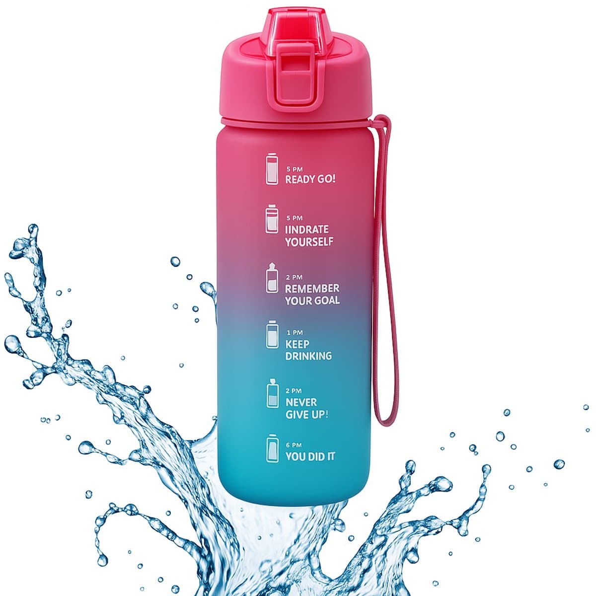 Narvie Sportwaterfles 750ML – BPA-vrij, Lekvrij, en Duurzaam – Ideaal voor Fitness, Sport en Dagelijks Gebruik - Roze/blauw