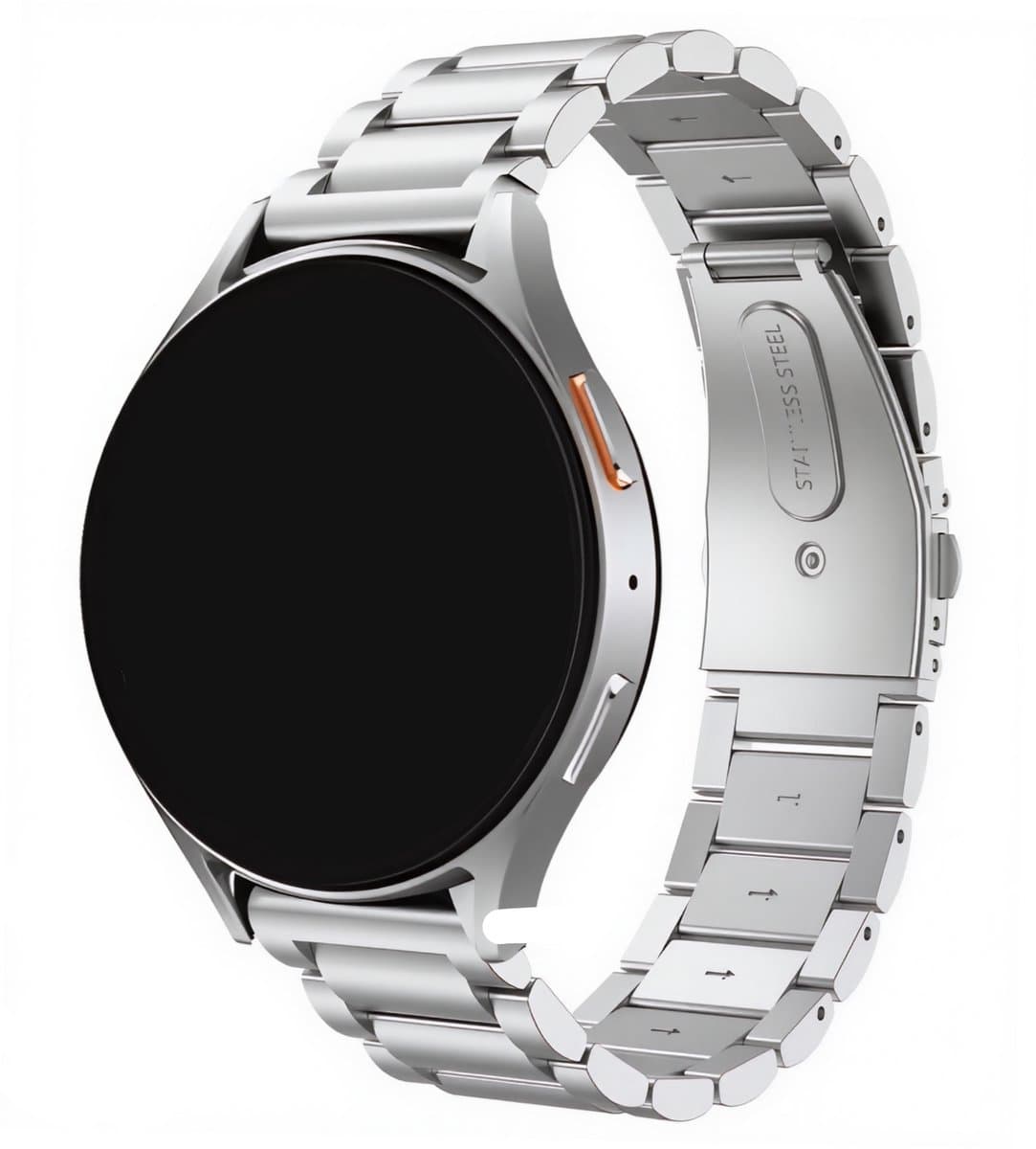 Innerlight® Metal+ - Zilver - 22mm Smartwatchband - Metalen Smartwatchbandje - Metalen Horlogebandje geschikt voor Samsung Galaxy Watch 7 / 6 / 5 / Pro / 4 / 3 / Active 2 - Polar Ignite / Unite – Huawei