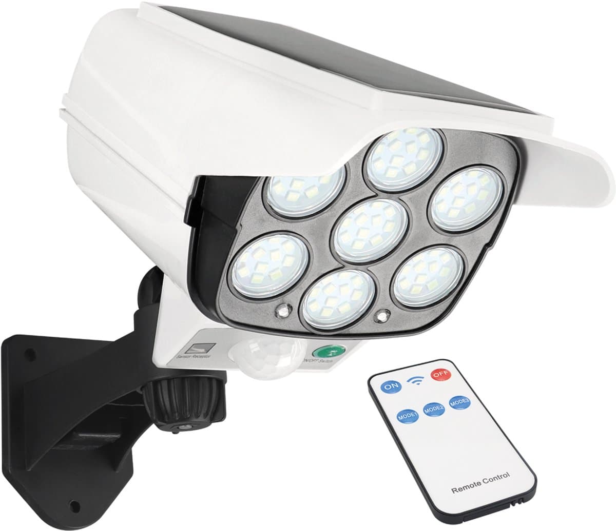 SONO - LED-lamp op zonne-energie, 5W - IP44 - Helder wit - dummycamera, bewegingssensor - Wit