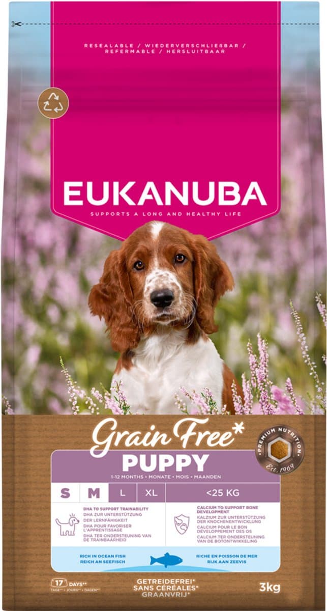 Eukanuba Graanvrij puppy hondenvoer voor kleine/middelgrote rassen met oceaanvis 3 kg