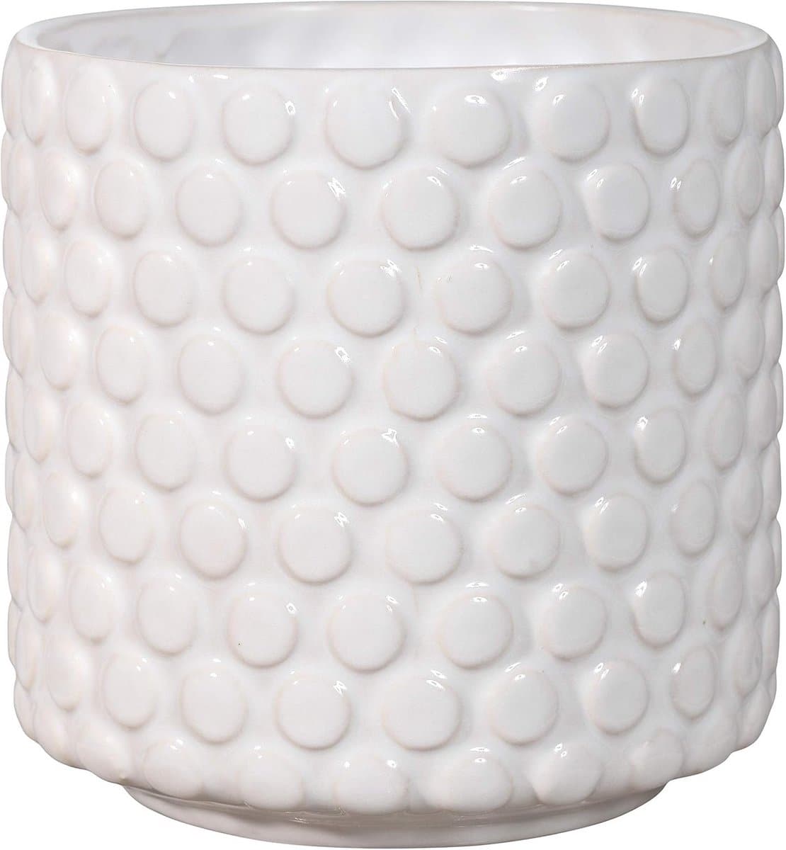 Witte Keramische Bloempot Dotty Ø 12,5 cm met 3D Stippen Decoratie