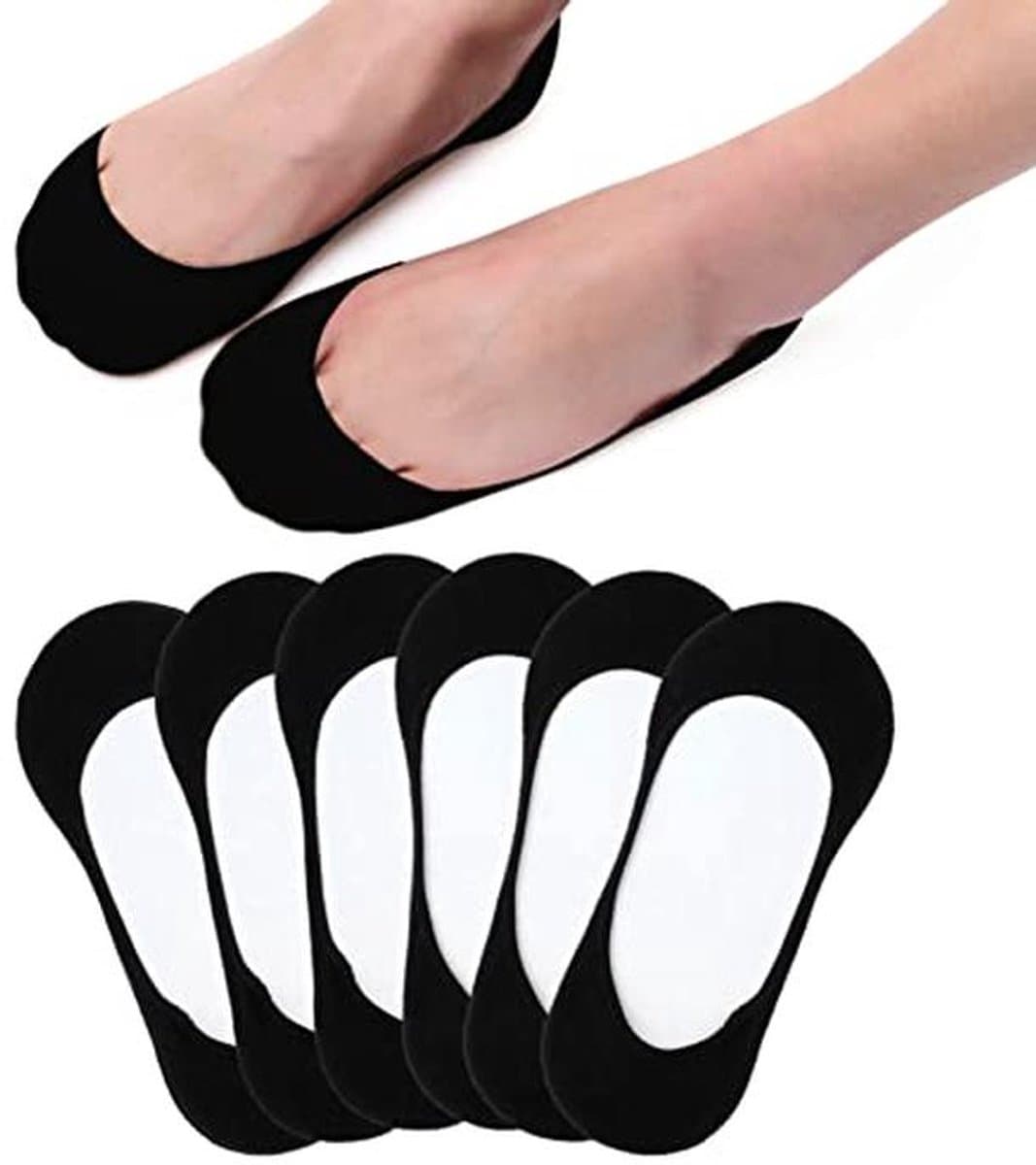 Enkelsokken voor Dames en Heren - 6 Paar Ballerina Sneakersokken met Antislip Siliconen