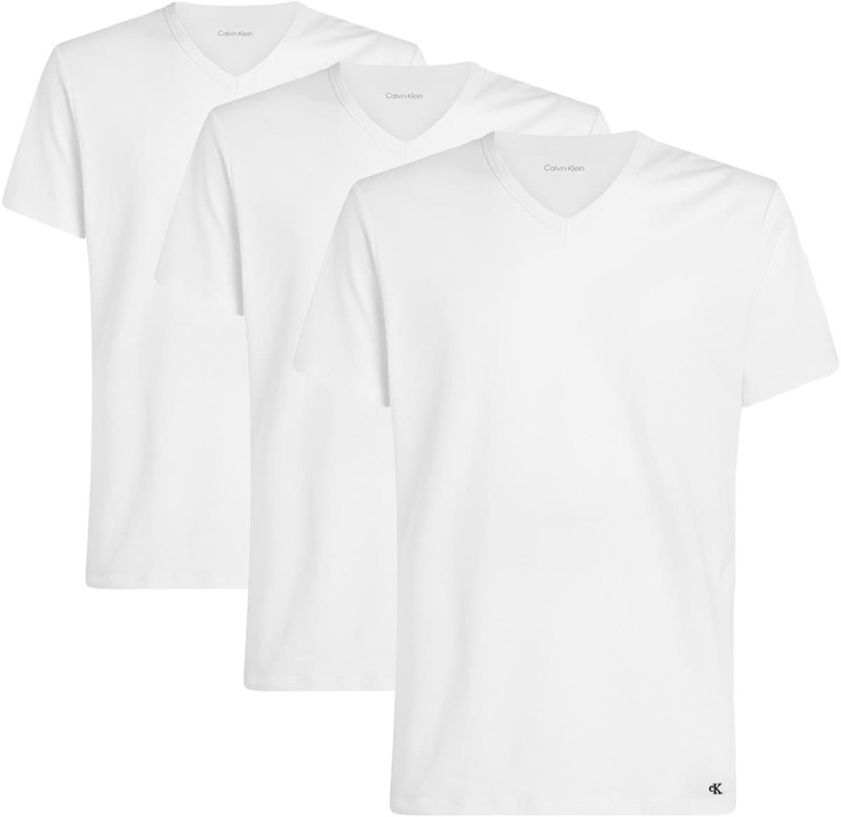 Calvin Klein T-shirt met korte mouwen V-hals, wit, heren, 3XL, 3-stuksverpakking