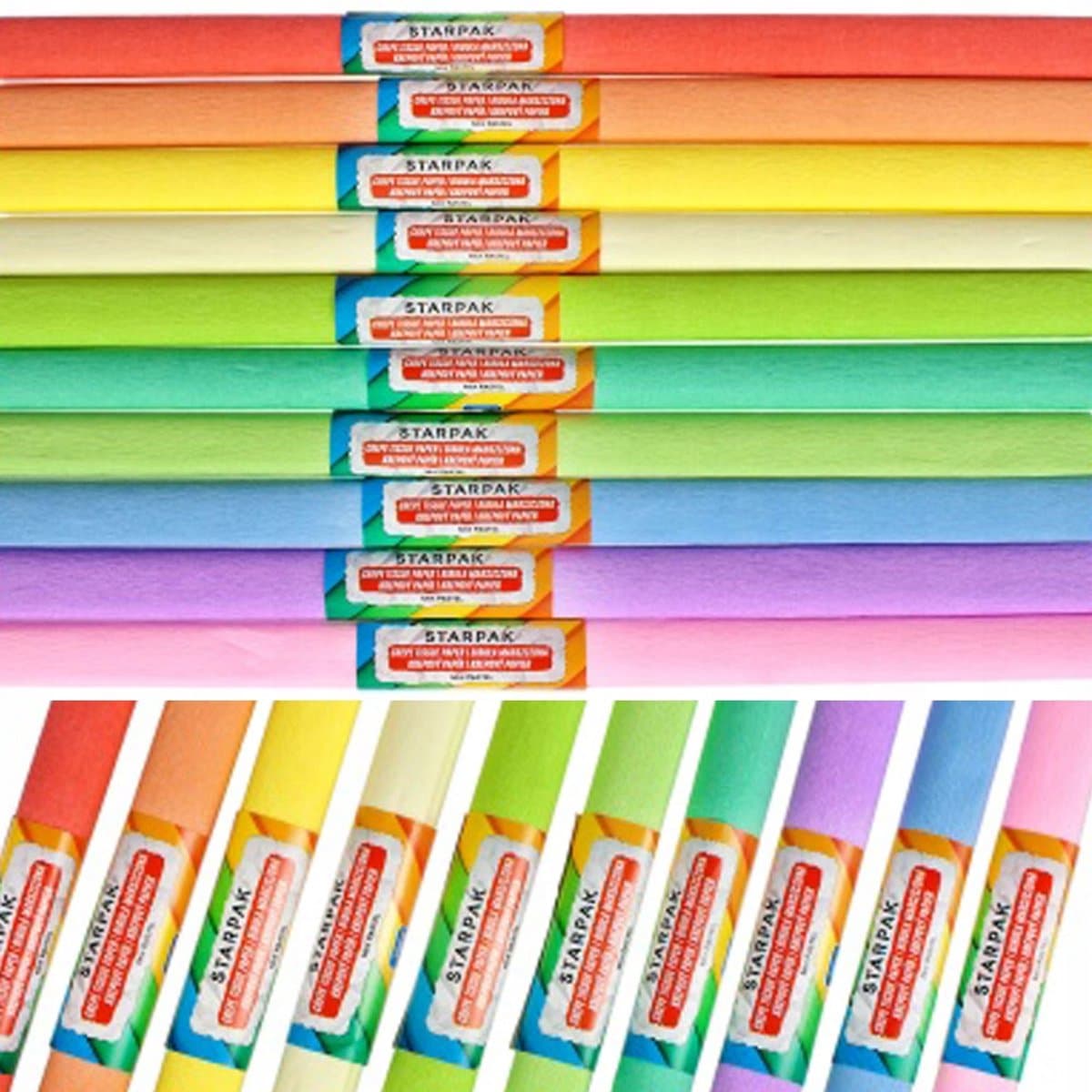 Starpak Gekreukeld Crêpepapier Pastel Mix - 10 Rollen