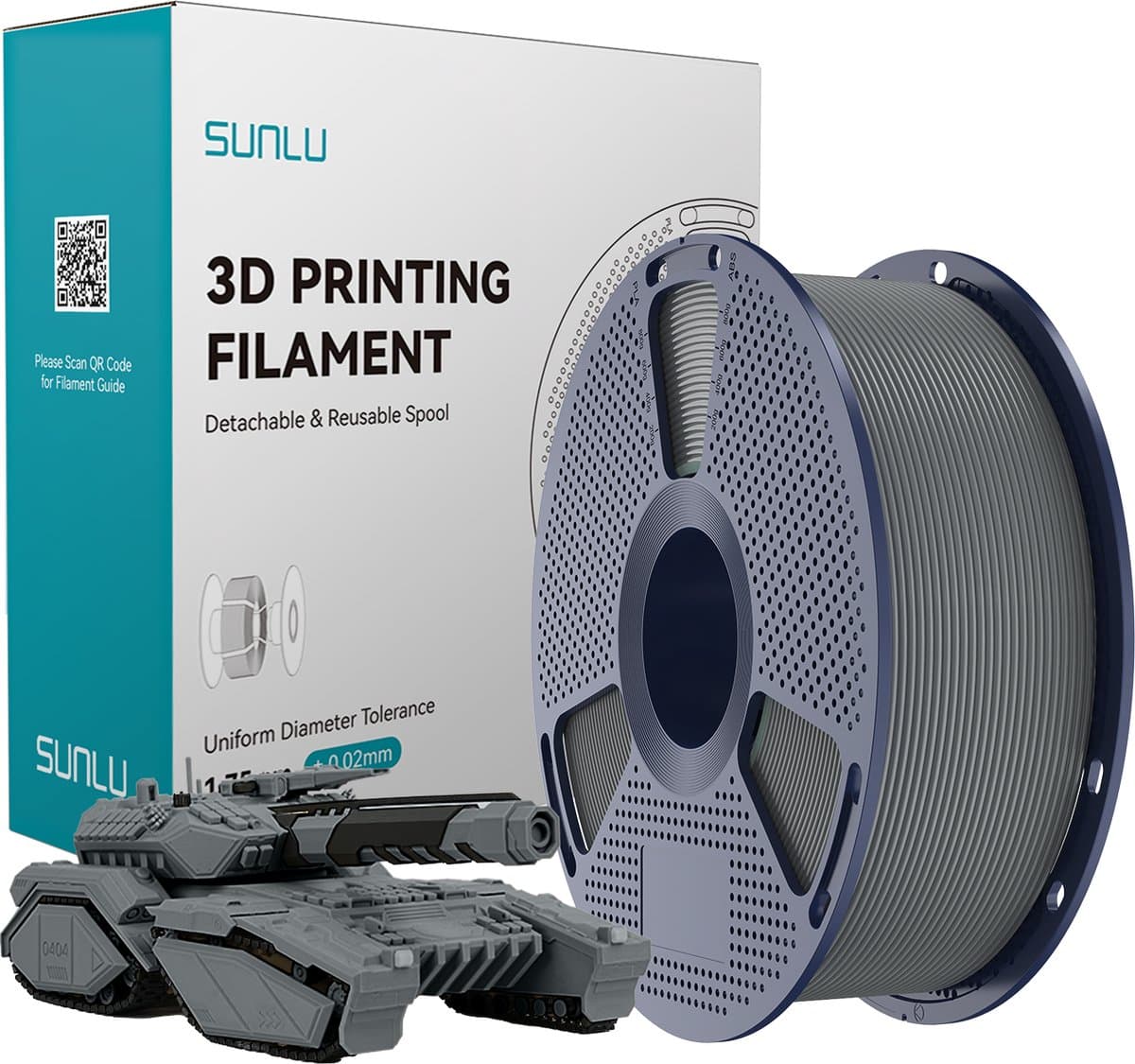 Sunlu PLA 3D-filament 1,75mm 1kg GRIJS