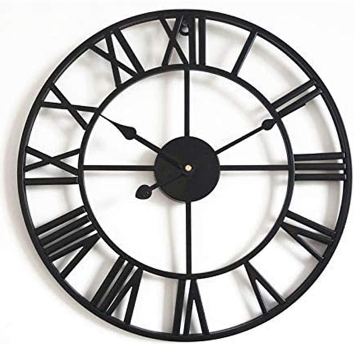 GELLDG Wandklok Industrieel - Stil uurwerk - Moderne wandklok - Metaal - 40 cm - Geschikt voor woningen, keukens, slaapkamers, kantoren en scholen - Zwart