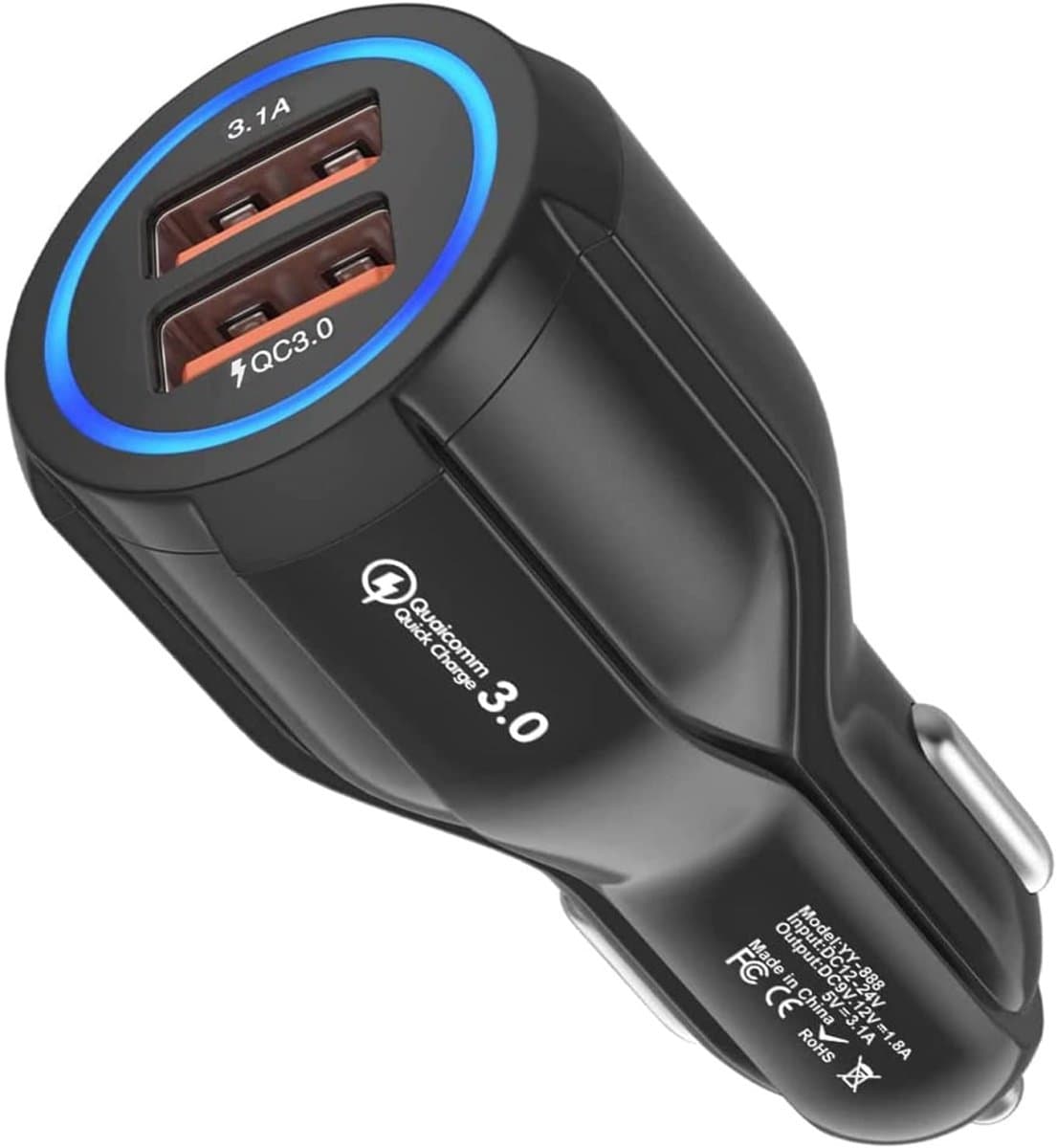 Sigarettenaansteker - USB-autolader - Universele snellader - Stekker - 2 poorten - Geschikt voor smartphones, iOS- en Android-tablets, GPS, camera's