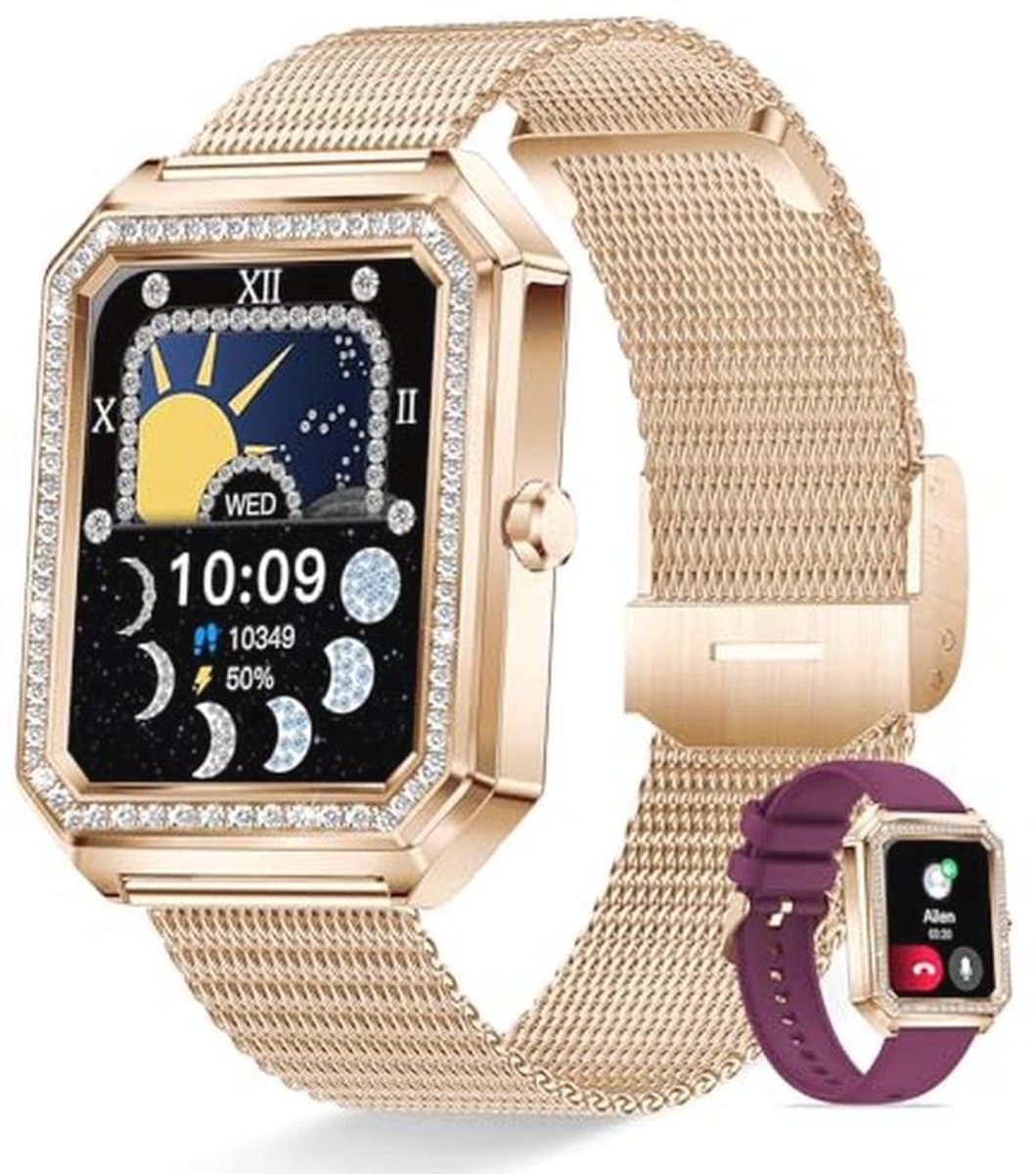 Smartwatch voor Dames met Slaapmonitor, Stappenteller en Hartslagmeter voor iOS en Android