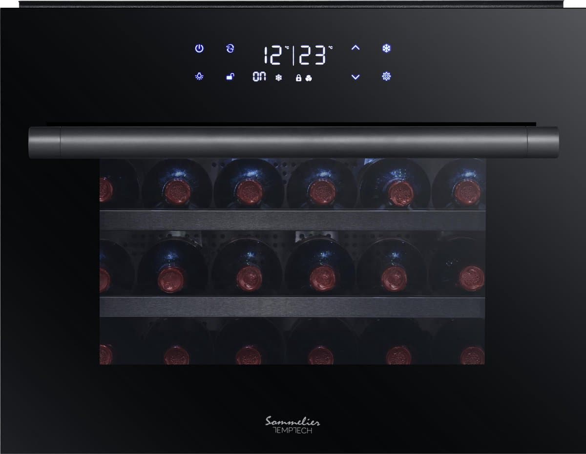 Temptech SOMZ45SB - inbouwwijnkoelkast - 24 flessen - 1 zone