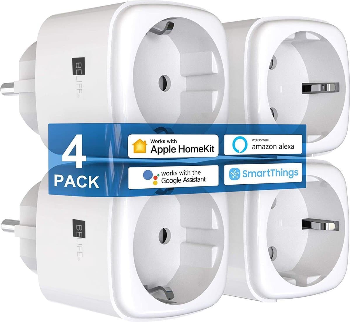 BELIFE Geschikt voor Apple Homekit Smart Plug- 4 Pack - Werkt alleen met Apple Homekit - Smart Stekker - Wall Plug- Slimme stekker Apple Homekit