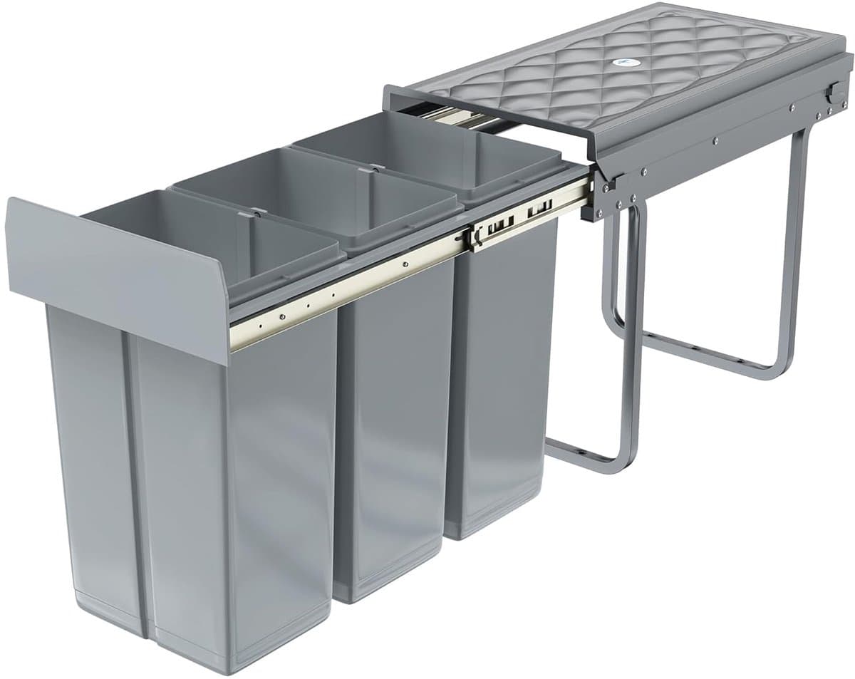 ACXIN Inbouw Prullenbak - Afvalscheiding Keukenkast Uittrekbaar Met Telescooprails - 3x10L