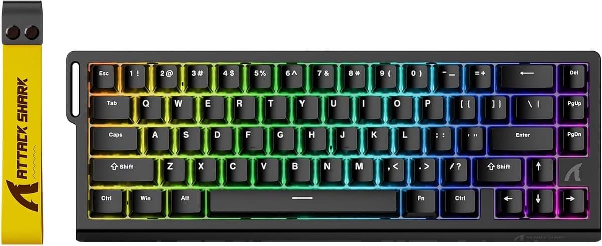 ATTACK SHARK X68 HE - Rapid Trigger - Hall Effect - 8000Hz - 0.01mm RT - Magnetisch Gaming Toetsenbord - RGB - 60% - QWERTY - Wired - Zwart