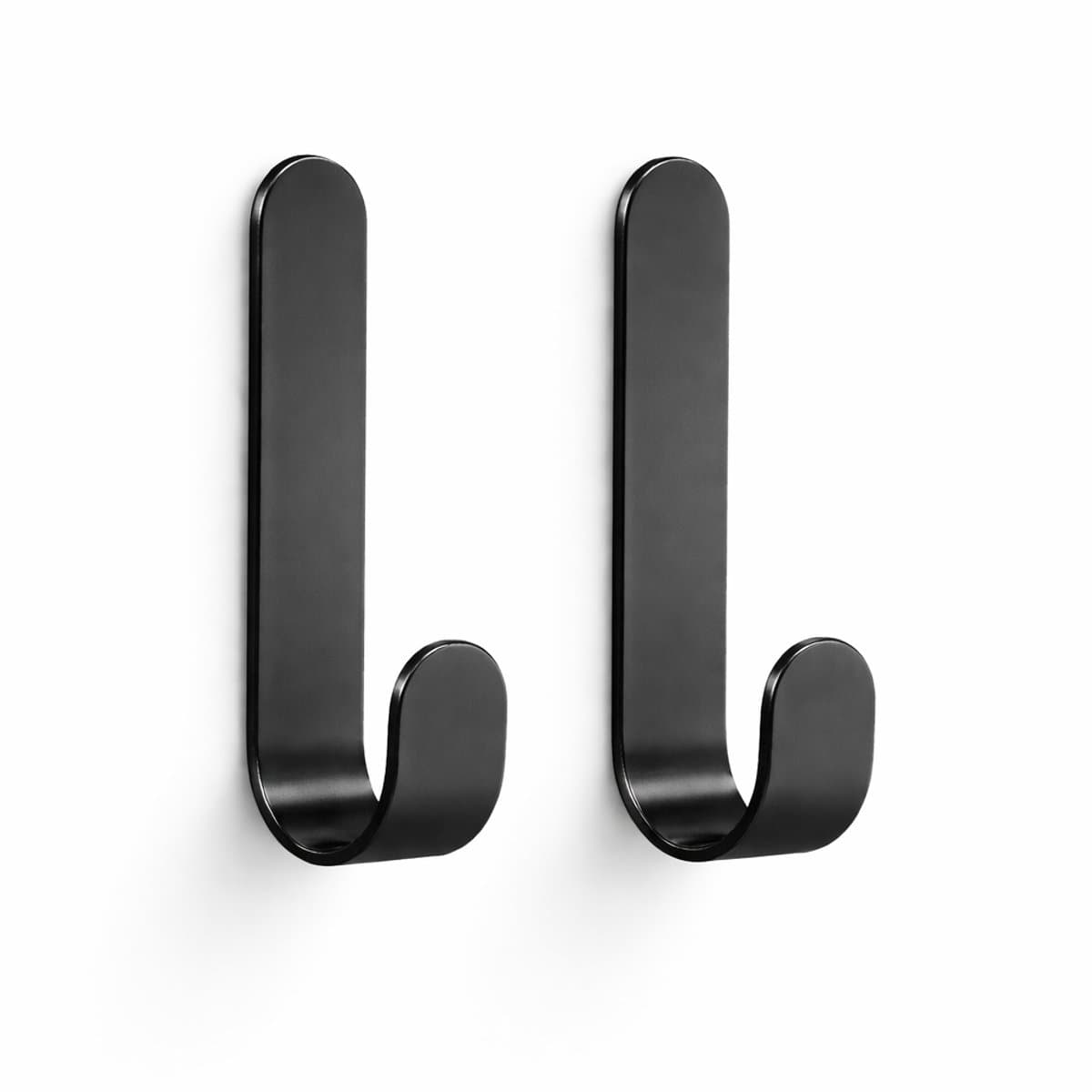 FSW-Products - 2 Stuks - Zelfklevende Ophanghaken - Zwart - Sterk Zelfklevend Tape - Badkamerhaak - Kledinghaak - Kledinghangers - RVS