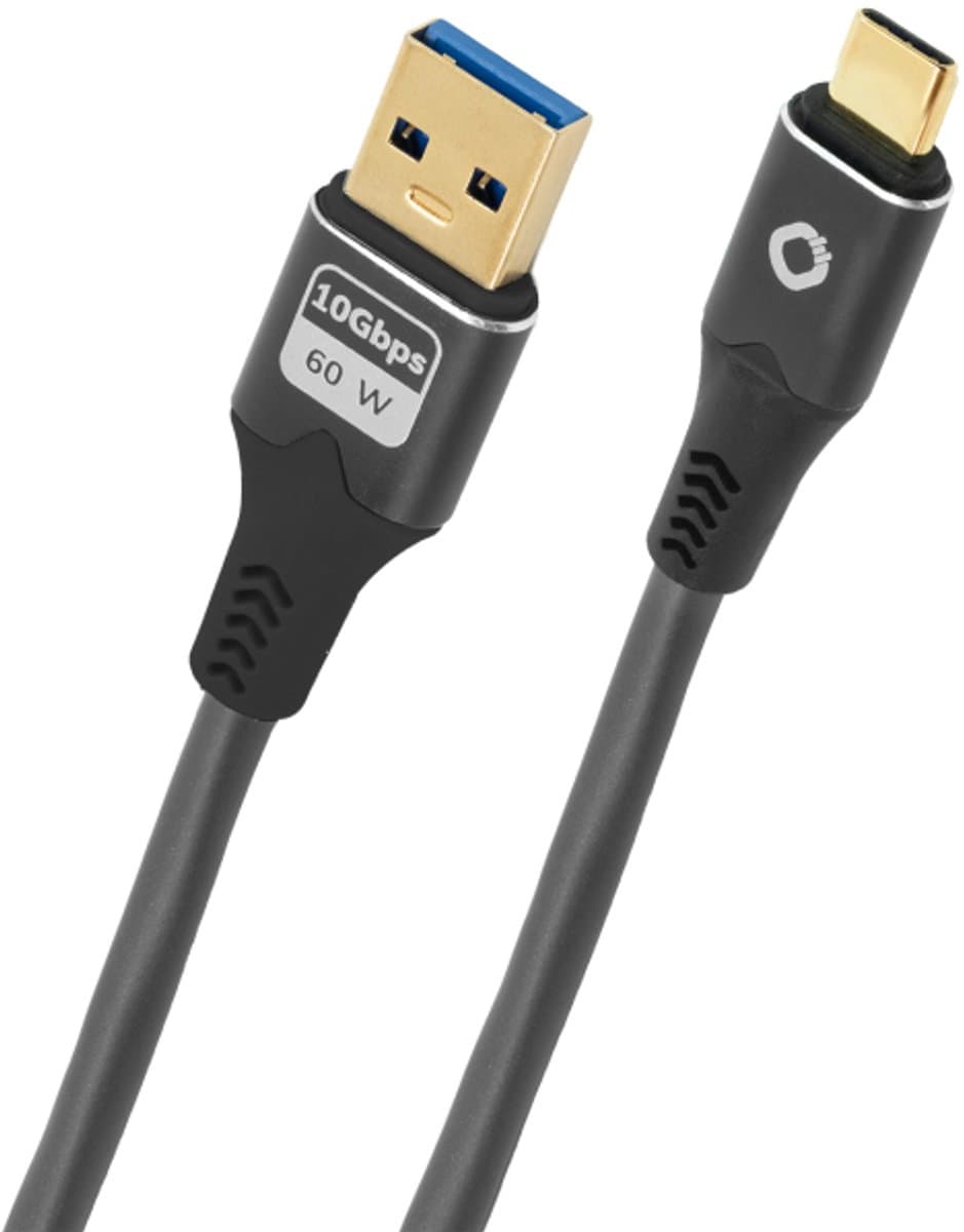 Oehlbach D1C9374 USB-kabel USB 3.2 Gen1 USB-C stekker, USB-A stekker 3 m Antraciet Vergulde steekcontacten