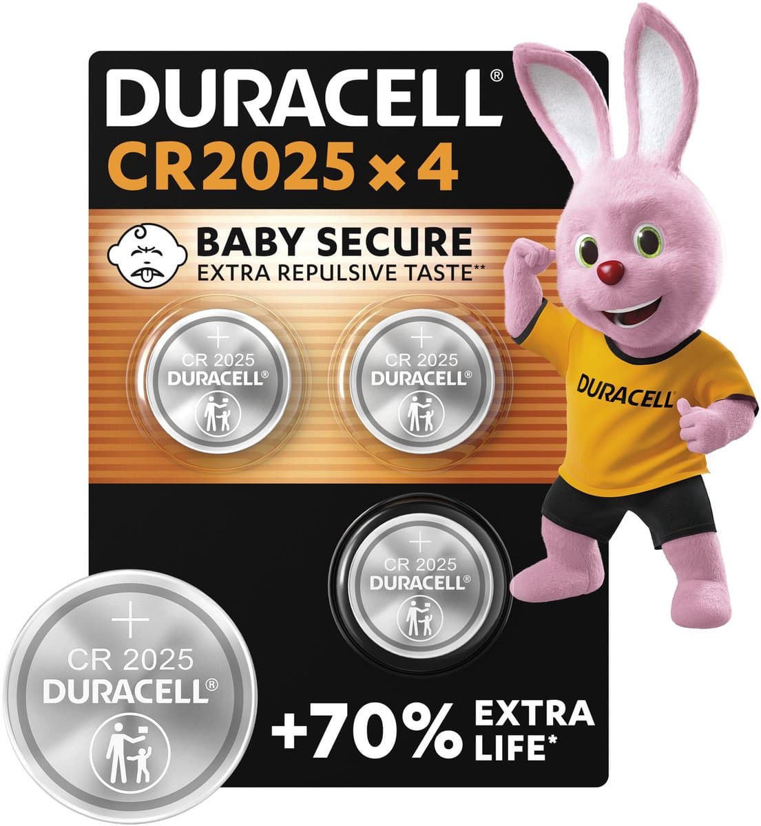 Duracell 2025 Lithium-knoopcelbatterijen - 3V, CR2025 - 4 stuks