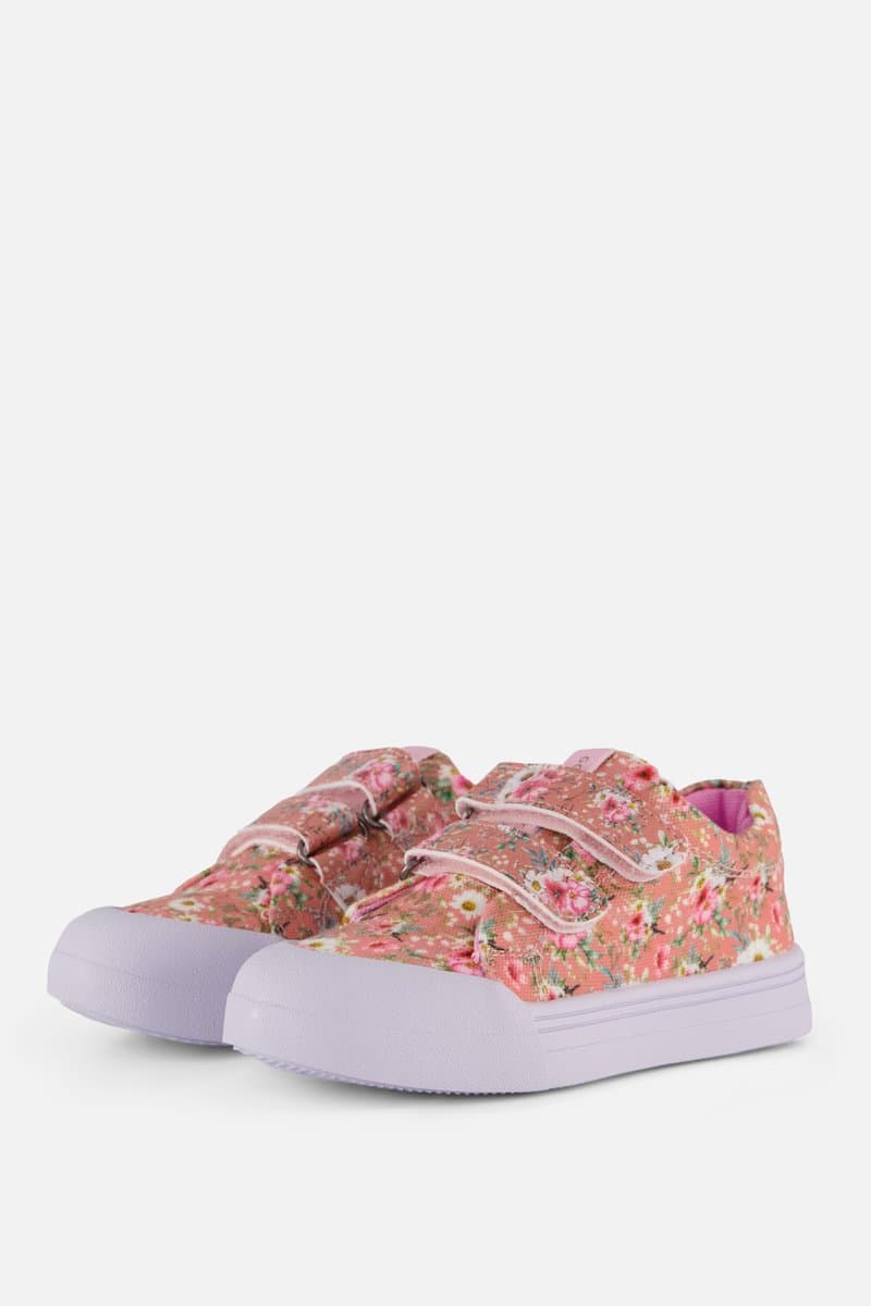 Go Banana's Go Banana‘S Sneaker Klittenband - Peach Flowers - Sneakers Kinderen - Meisjes - PEACH FLOWER - Canvas - Maat 28