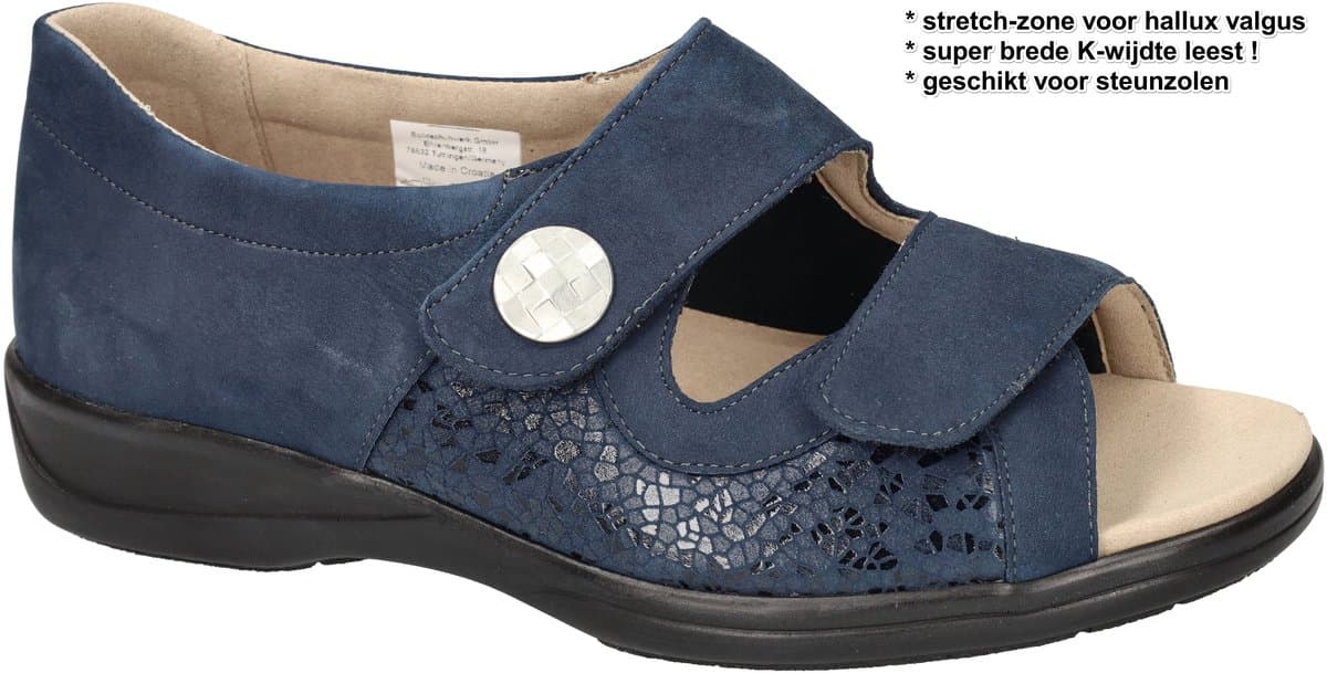 Solidus -Dames - blauw donker - sandalen - maat 37.5