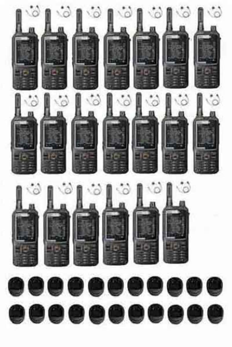 Set van 20 Inrico T320 V2 4G LTE Zello Portofoon, GPS, Wifi met tafellader en D-shape oortje