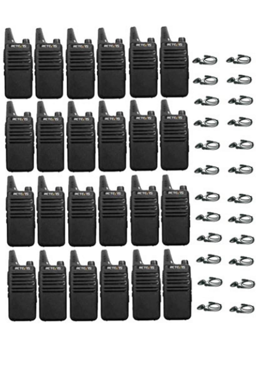 Set van 24 Retevis RT622 vergunning vrije UHF mini portofoons met D-shape oortje