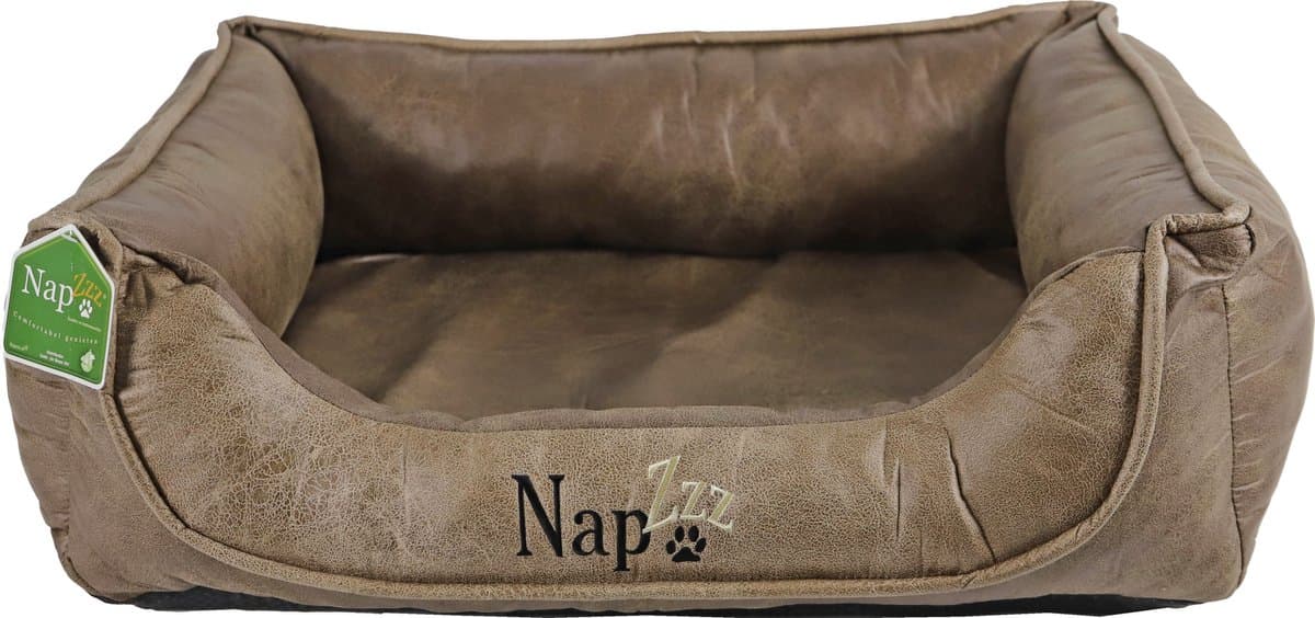 NapZZZ Hondenmand/Divan L 100x80x25 cm Lederlook Bruin Orthopedisch