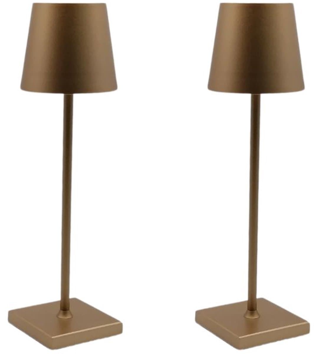 Tafellamp Oplaadbaar - Dimbaar en Draadloos - Moderne Touch Lamp - 38 cm - Goud - Sfeerlicht - Bureaulamp - Nachtlamp - warm wit licht- Leeslamp