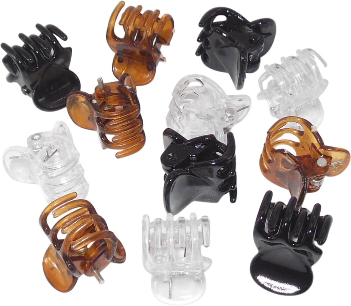 Haarklemmetjes mix 4x bruin/ 4x transparant/ 4x zwart