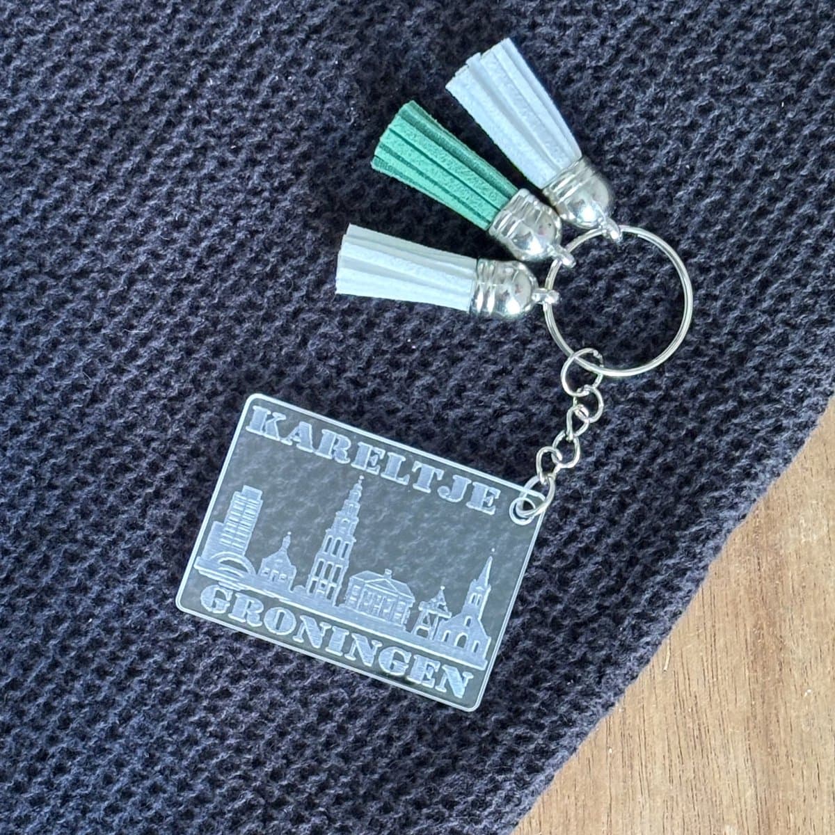 Sleutelhanger skyline Groningen met naam - sleutelhangers volwassenen - souvenirs - cadeau - 050