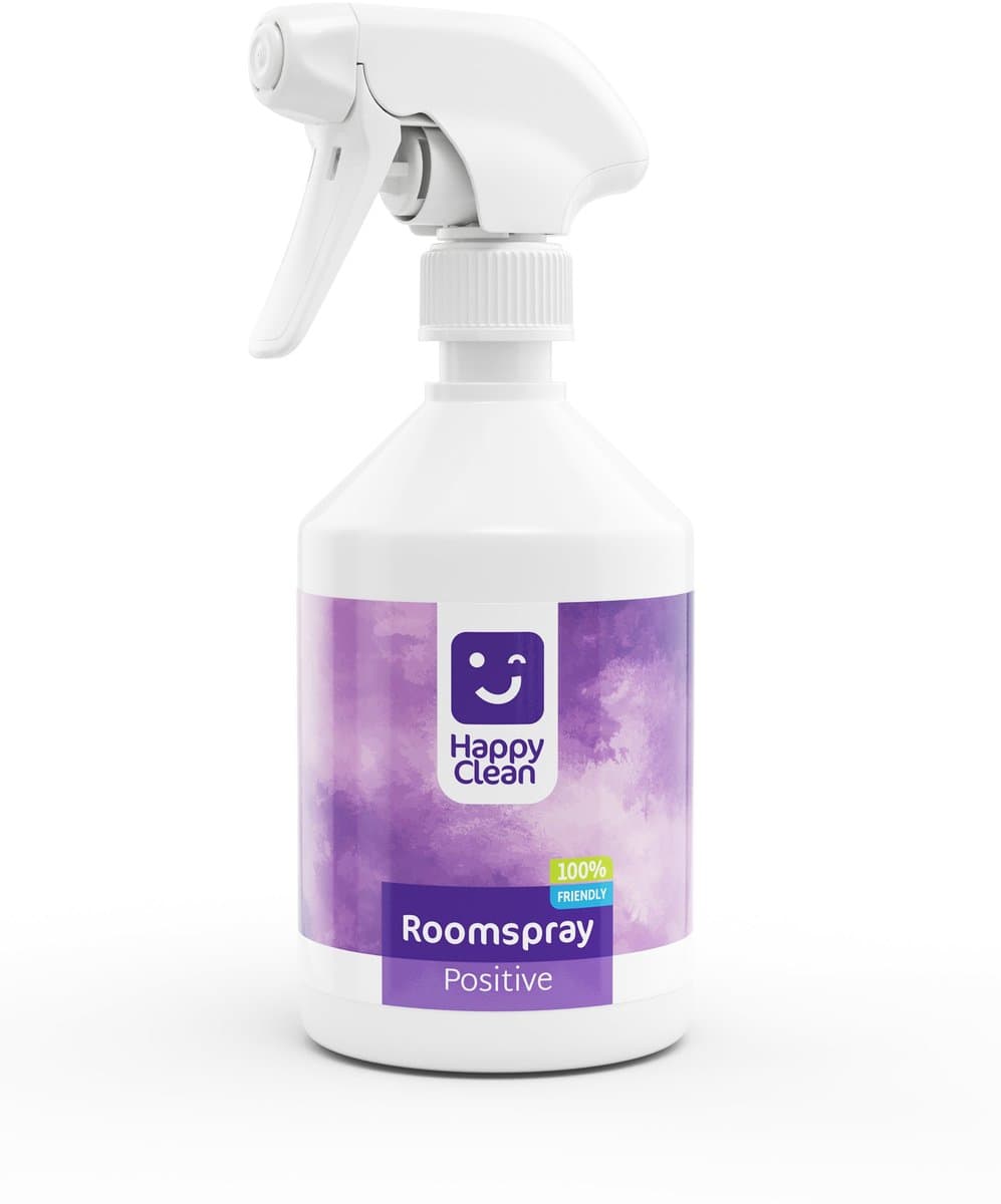 Happy Clean Roomspray 500 ml – Positive – Mandarijn, Elemi & Cederhout voor een vrolijke mindset– Extra langdurige huisparfum en kantoor luchtverfrisser