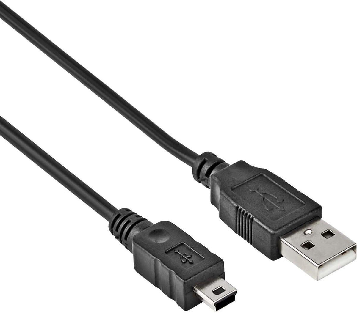 Mini USB kabel 2.0 - Zwart - 0.7 meter - Allteq