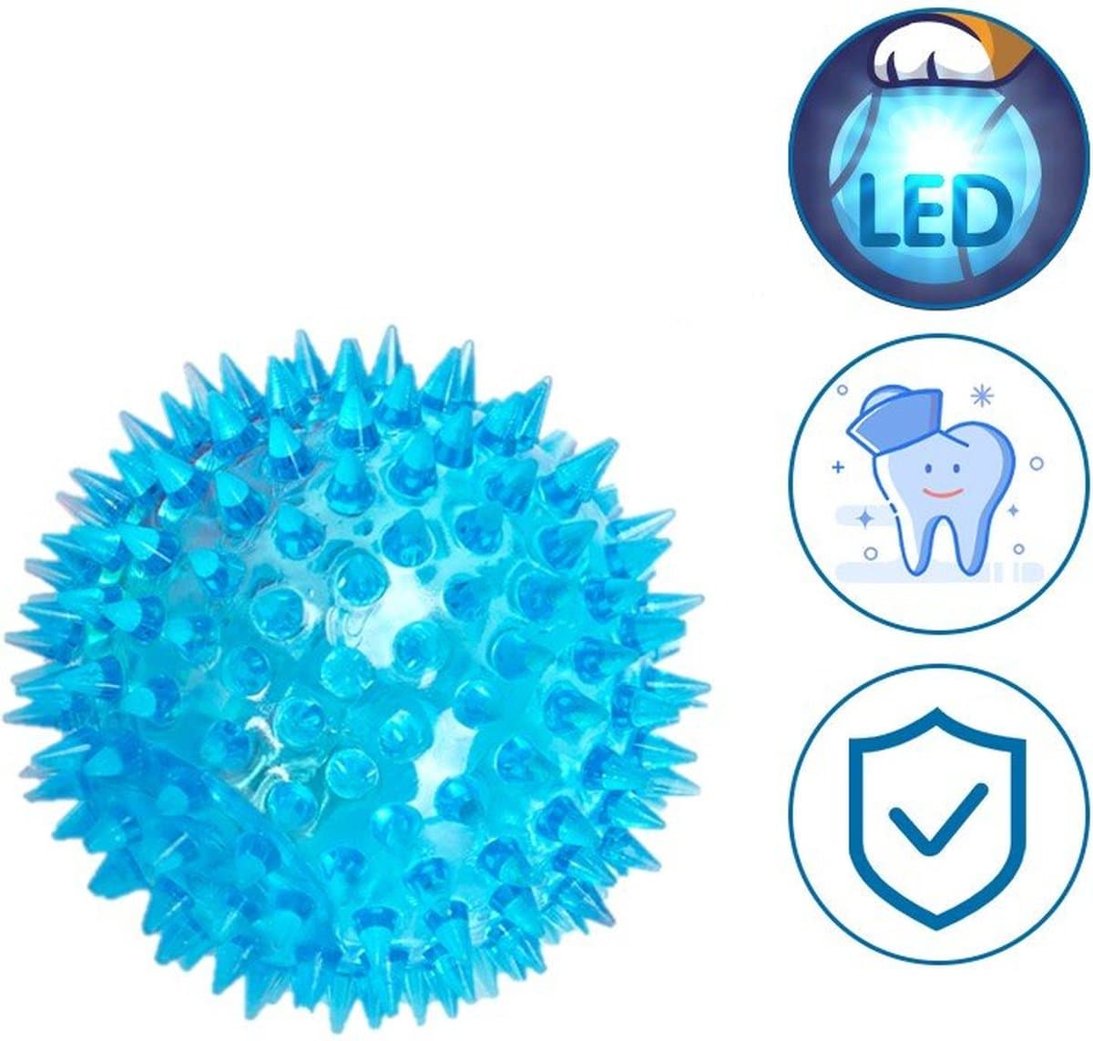 Nobleza Hondenbal - Hondenbal met licht - Diameter 7,5cm - Verlichte speelbal - Led - Blauw