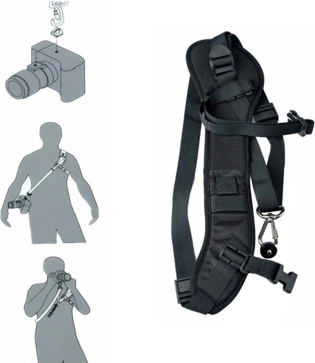 YONO Camera Strap Large - Riem - Schouderriem - Draagriem - Universeel - Zwart