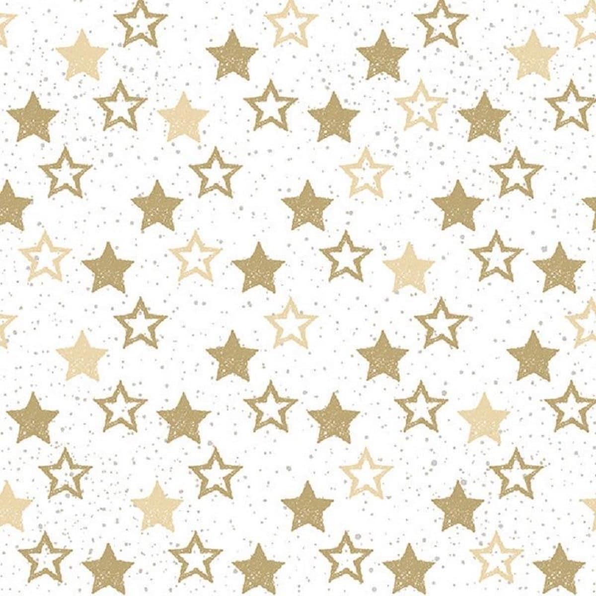 80x Servetten met gouden sterretjes 33 x 33 cm - Papieren tafeldecoraties - Papieren wegwerpservetten 3-laags