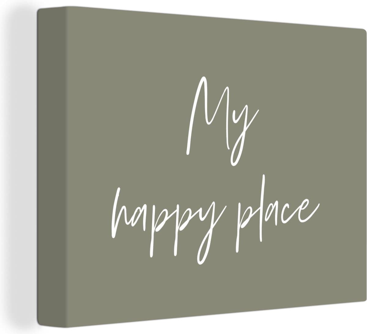 Canvas Schilderij My happy place - Tuin - Quotes - Tekst - 120x90 cm - Wanddecoratie