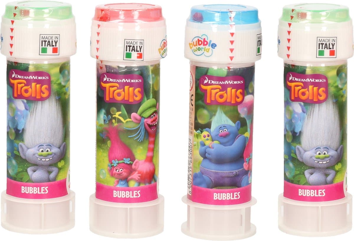 6x Trolls bellenblaas flesjes met spelletje 60 ml voor kinderen - Trollen - Uitdeelspeelgoed - Grabbelton speelgoed