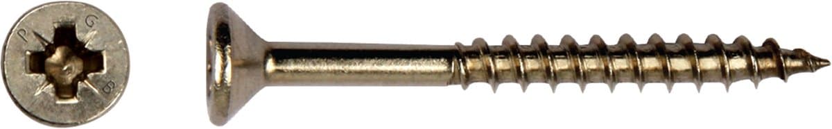 Spaanplaatschroef. Platkop. 4,0 x 40mm. lang. RVS- A2 Kruiskop. 200 stuks Houtschroeven. PGB-Fasteners.