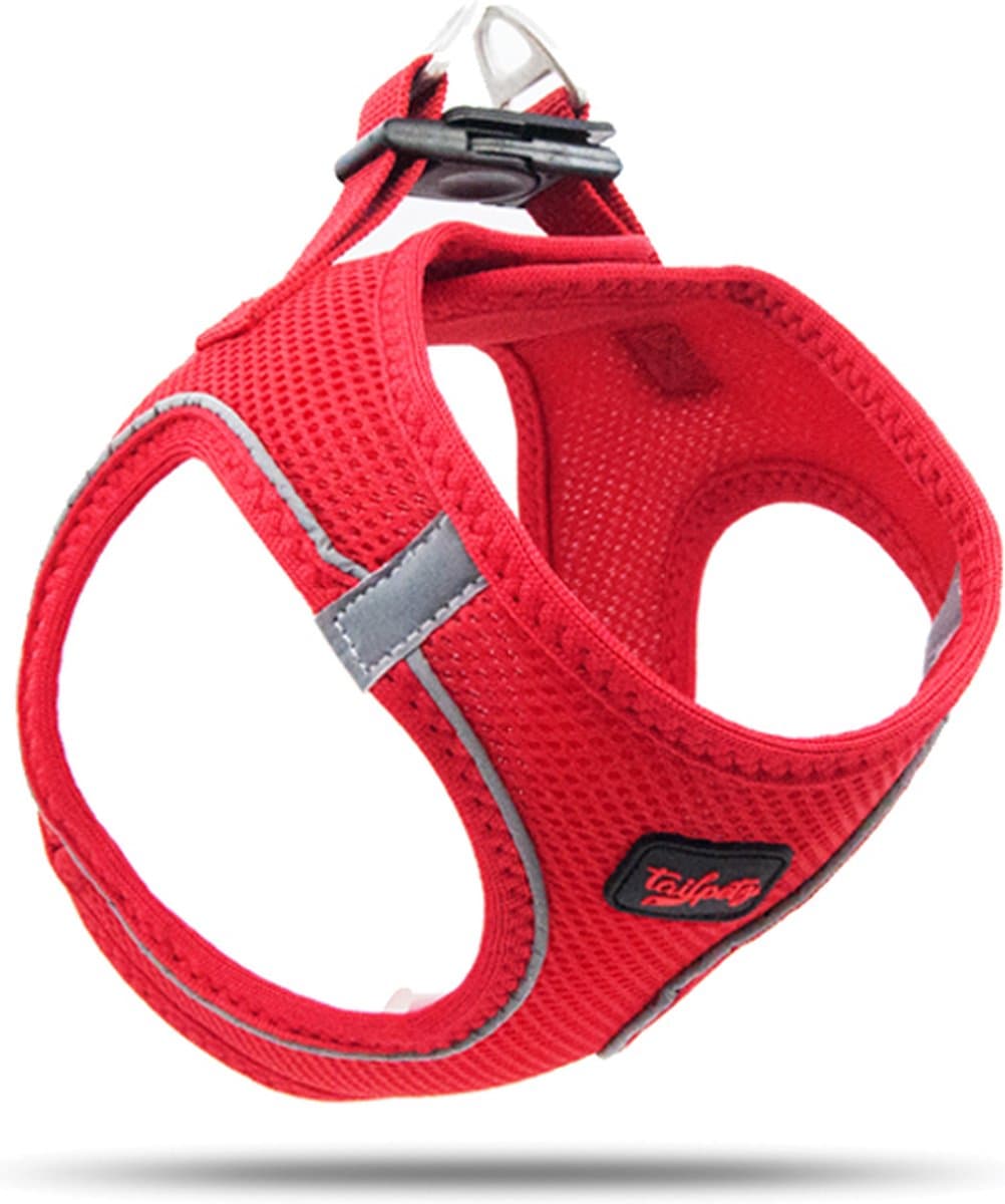 Tailpetz - Air-Mesh Harness - Hondenharnas - Hondentuig - Hondentuigje Kleine Hond - Y Tuig Hond - Harnas Hond - Anti Trek Tuig Hond - Reflecterend - Maat L - Red