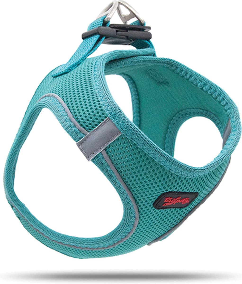 Tailpetz - Air-Mesh Harness - Hondenharnas - Hondentuig - Hondentuigje Kleine Hond - Y Tuig Hond - Harnas Hond - Anti Trek Tuig Hond - Reflecterend - Maat XS - Emerald