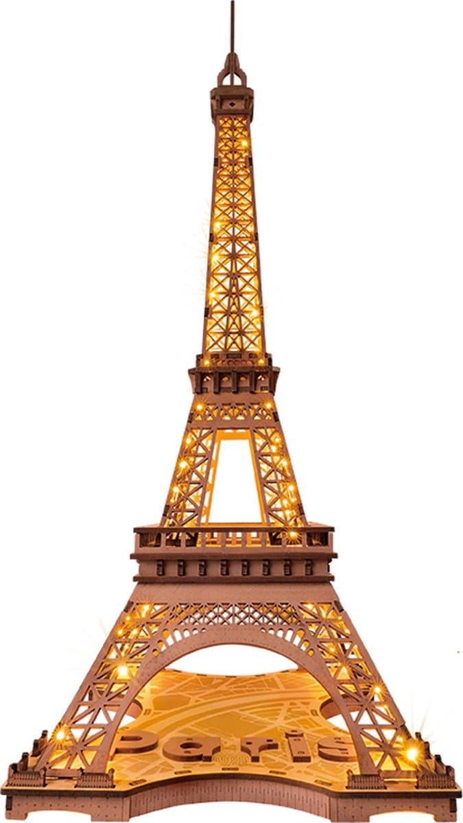 Robotime Rolife Nacht van de Eiffeltoren houten 3D-bouwpuzzel, 22 x 21,3 x 53 cm, 1 stuk,Wooninrichting, boekenkastdecoratie,Handgemaakte cadeaus voor volwassenen en tieners,Onderwijs speelgoed