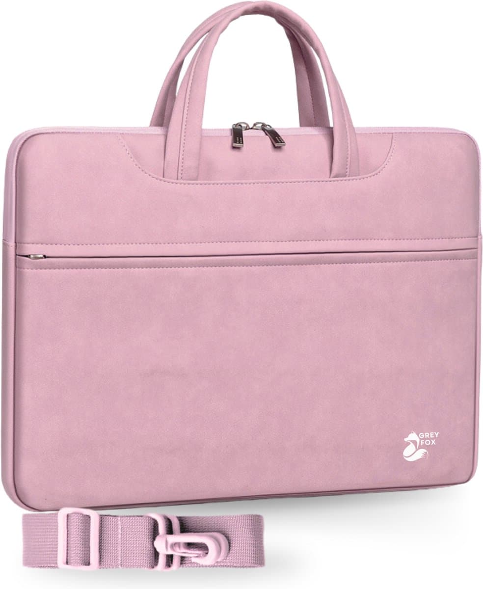 Grey Fox PU Leren Laptophoes 15.6 inch - Laptoptas - Macbook / IPad / Thinkpad - Sleeve met Ritssluiting - Kofferinsteek - Roze