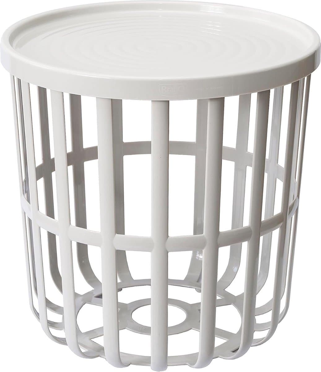 BranQ - Bijzettafel - Salontafel - Rond - Met opbergmand - 40 x 40 x 40 cm - Wit