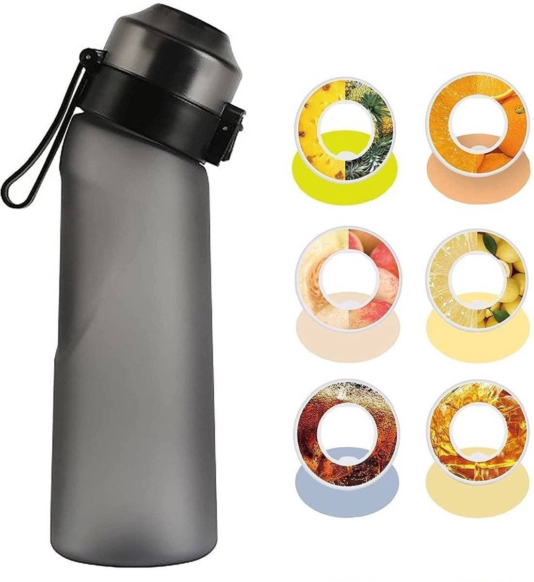 Geurwater Drinkfles - Geur Air Waterfles - Fles - Zwart - Inclusief 6 Pods - 650 ml - Tritan - BPA-vrij - Up Starterskit - Ananas - Citroen - Cola - Energiedrank - Perzik - Sinaasappel
