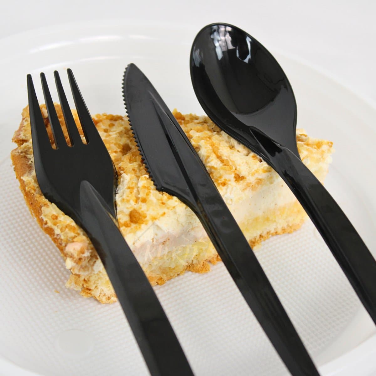 KURTT - 100x reusable vorken - plastic vorken zwart- 18 cm - vork kunststof