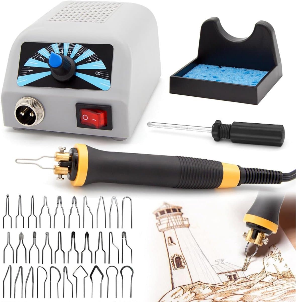 SCH® Houtbrander set - Houtbrander - Pyrografie - Zwart - 18cm x 18cm x 12cm