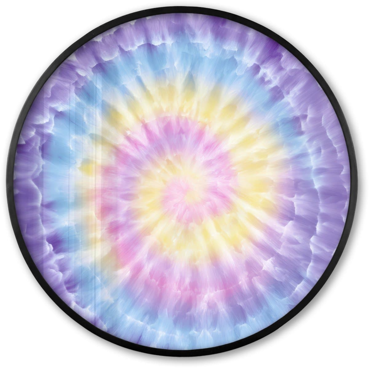 Poster in lijst Rond - Fotolijst 80x80 cm - Posters - Spiraal - Tie dye - Pasteltinten - Ronde posterlijst zwart - Decoratie - Wanddecoratie woonkamer - Muurdecoratie slaapkamer