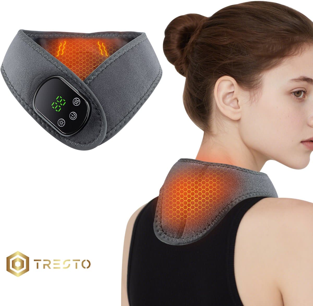 TRESTO - Nekmassage Apparaat - Draadloos Massagekussen Nek - Rugmassage Apparaten - Massageapparaten Rug - Schouder Massage - Shiatsu Massageapparaat - Kussen - Massager - Masage - 120 Minuten Draadloos Gebruik- Krachtige Batterij